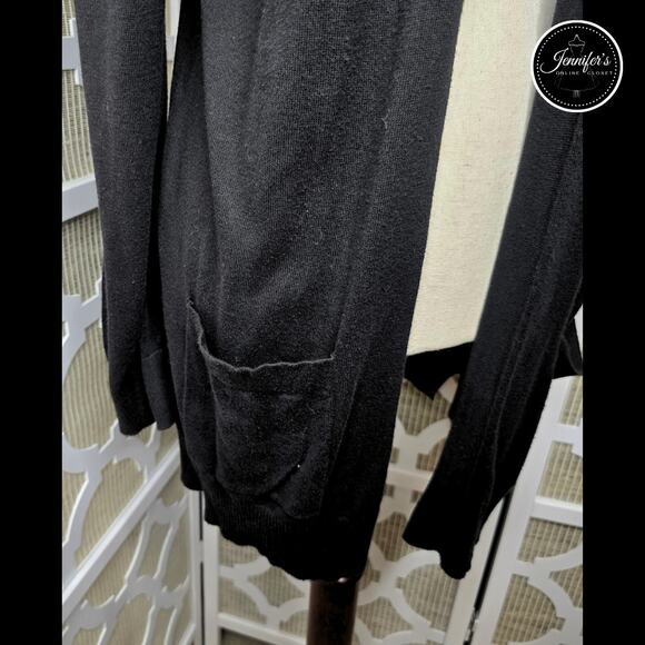 LOFT Black, Open Front with Pockets Cardigan Size L - Picture 4 of 8
